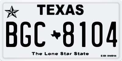 TX license plate BGC8104