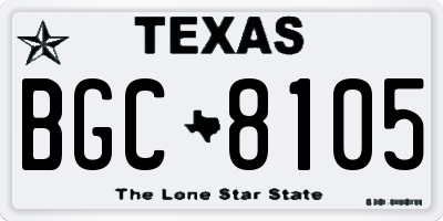 TX license plate BGC8105