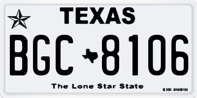 TX license plate BGC8106