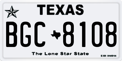 TX license plate BGC8108