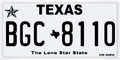 TX license plate BGC8110