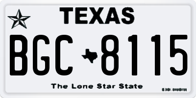 TX license plate BGC8115