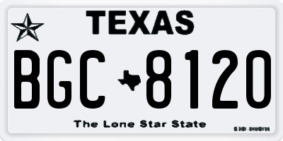 TX license plate BGC8120