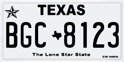 TX license plate BGC8123