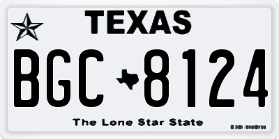TX license plate BGC8124