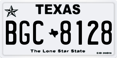 TX license plate BGC8128