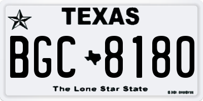 TX license plate BGC8180