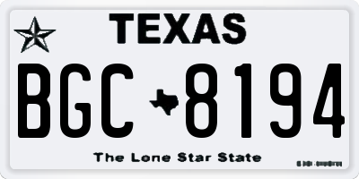 TX license plate BGC8194