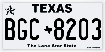 TX license plate BGC8203