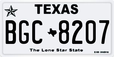 TX license plate BGC8207