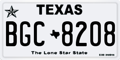 TX license plate BGC8208