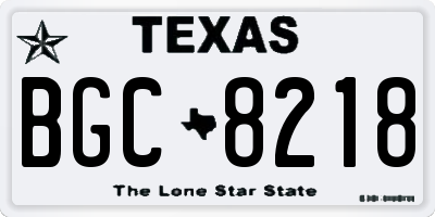 TX license plate BGC8218