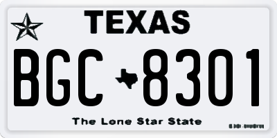 TX license plate BGC8301