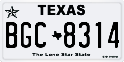 TX license plate BGC8314