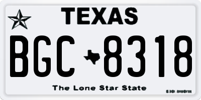 TX license plate BGC8318