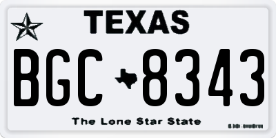 TX license plate BGC8343