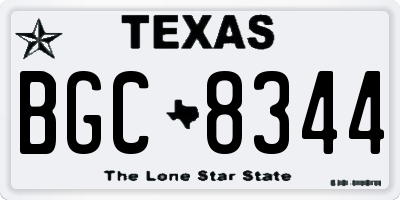 TX license plate BGC8344