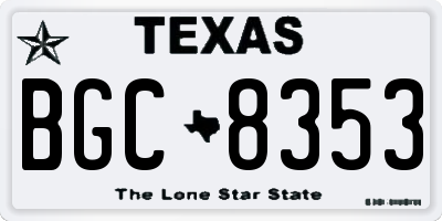 TX license plate BGC8353