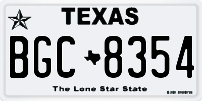 TX license plate BGC8354