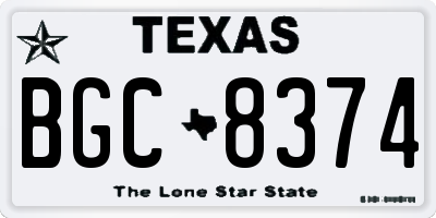 TX license plate BGC8374