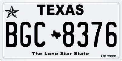TX license plate BGC8376