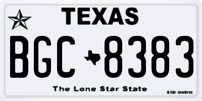 TX license plate BGC8383