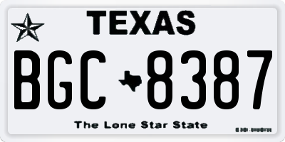TX license plate BGC8387