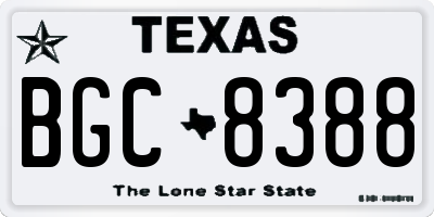 TX license plate BGC8388
