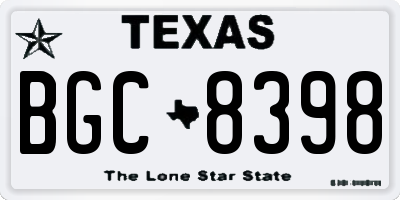 TX license plate BGC8398