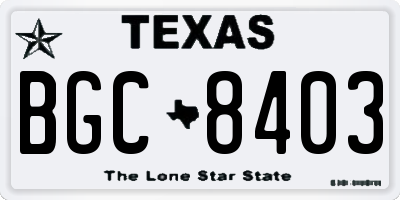 TX license plate BGC8403