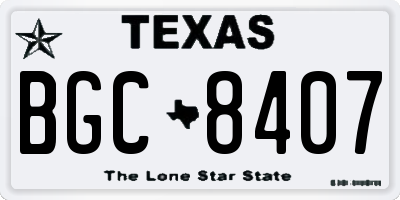 TX license plate BGC8407