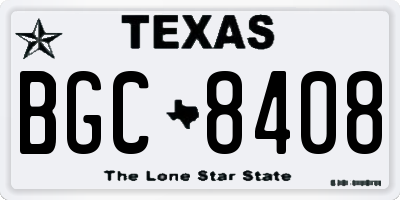 TX license plate BGC8408