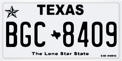 TX license plate BGC8409