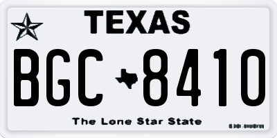 TX license plate BGC8410