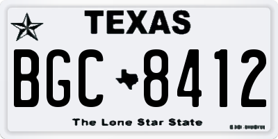 TX license plate BGC8412
