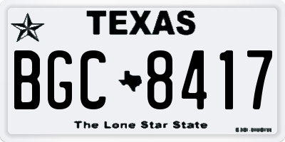 TX license plate BGC8417