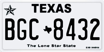 TX license plate BGC8432