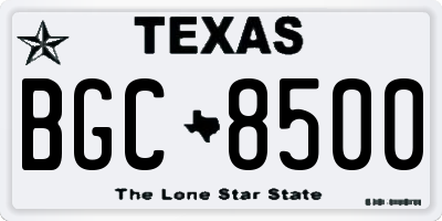 TX license plate BGC8500