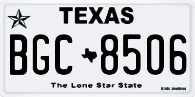 TX license plate BGC8506