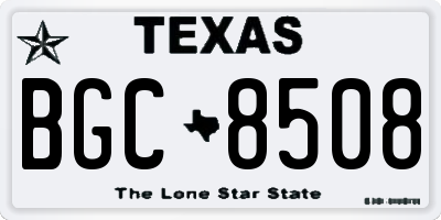 TX license plate BGC8508