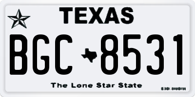TX license plate BGC8531