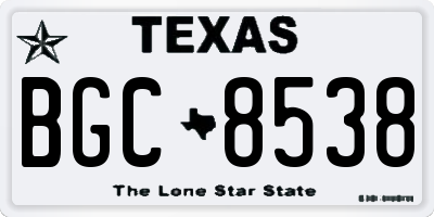 TX license plate BGC8538