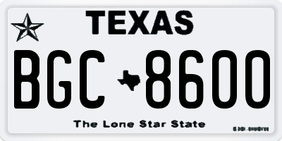 TX license plate BGC8600