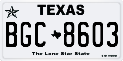 TX license plate BGC8603