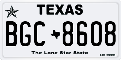 TX license plate BGC8608