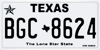 TX license plate BGC8624
