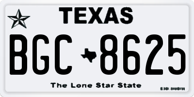 TX license plate BGC8625