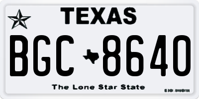 TX license plate BGC8640