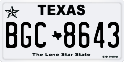 TX license plate BGC8643