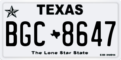 TX license plate BGC8647